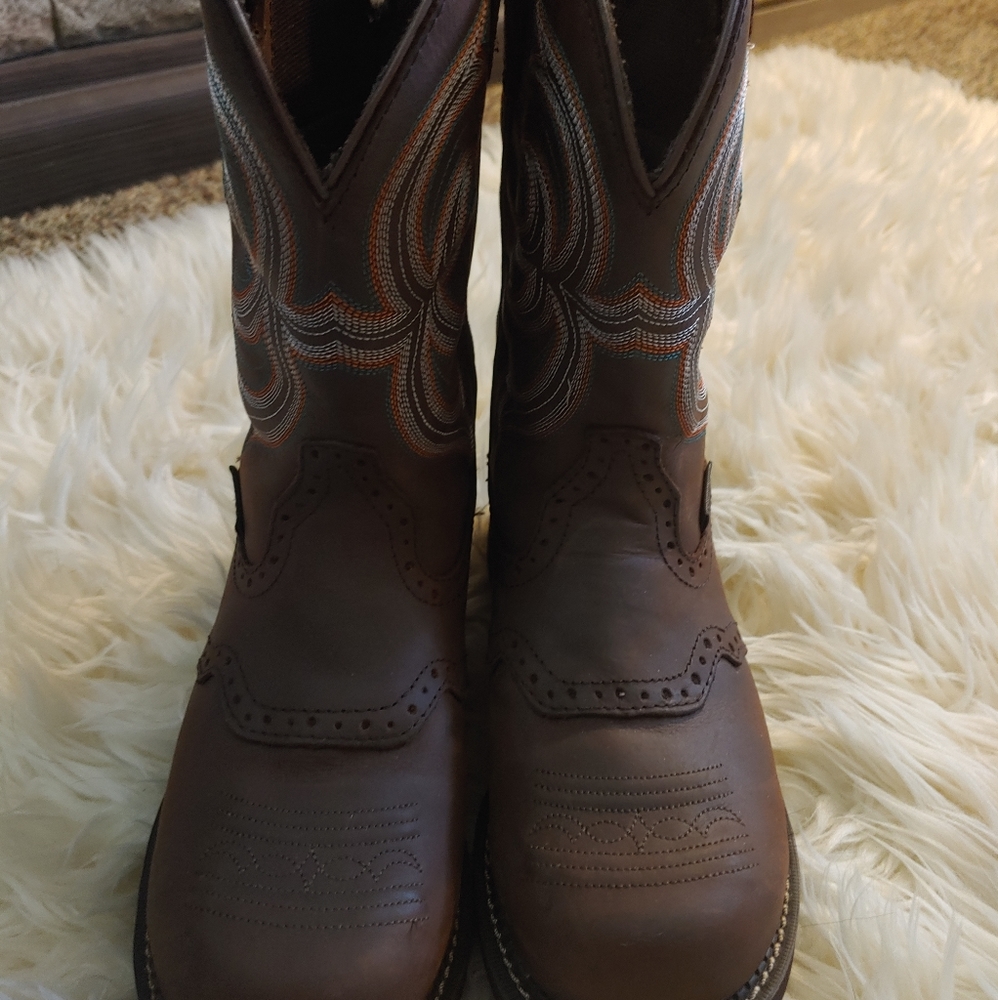 Justin steel toe work cowboy boots--Women